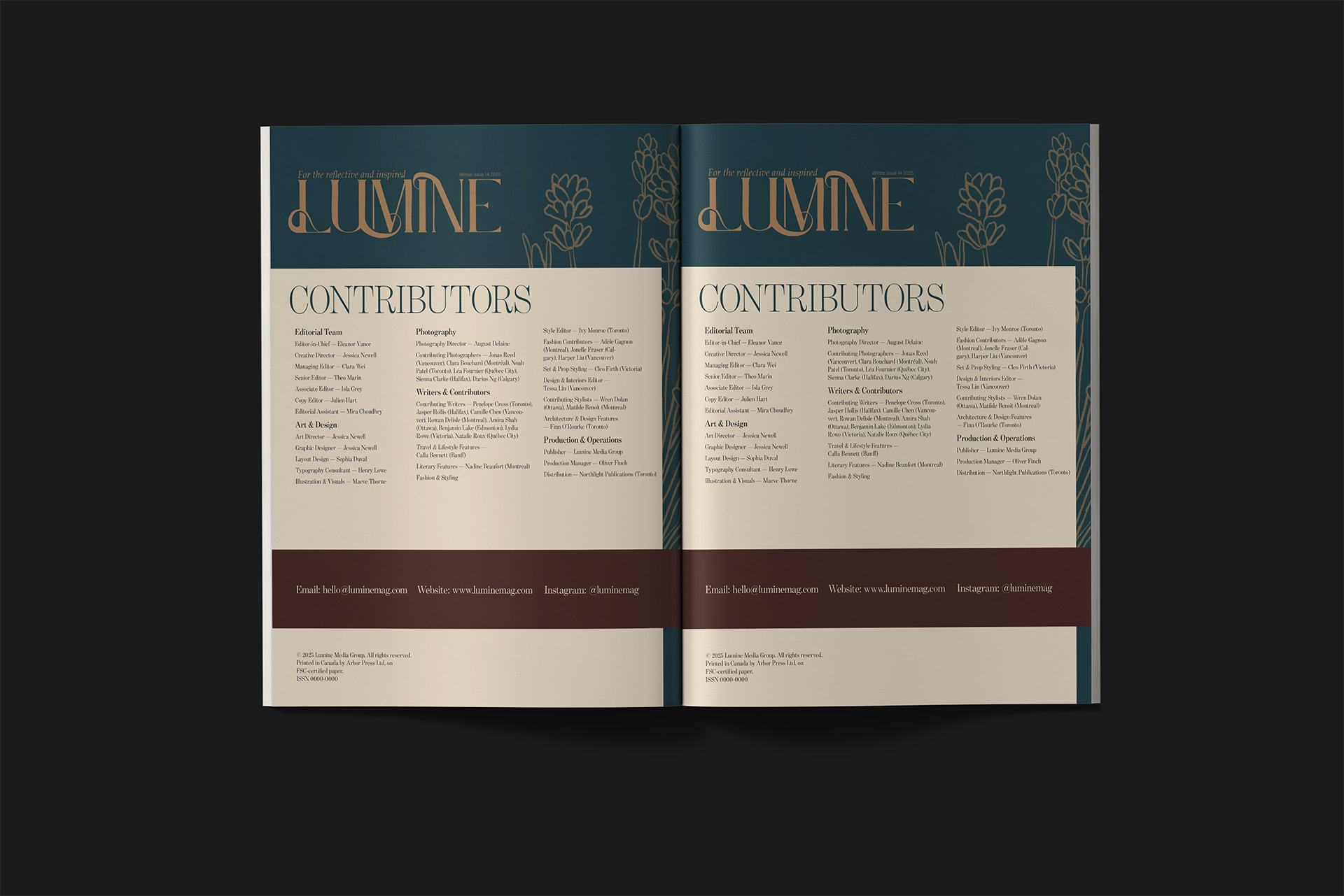 Lumine editorial spread